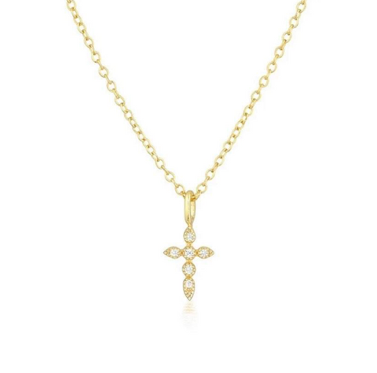 Cross necklace 18 carat goldplated